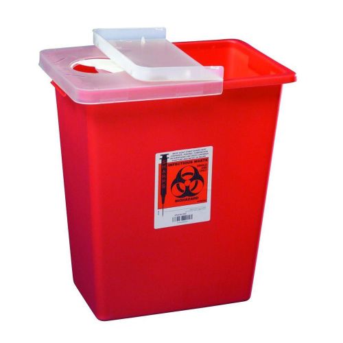 Case of 10 kendall 8980 8 gallon large volume sharps containers with hinged lid for sale