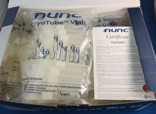 Qty 300 Nunc CryoTubes Cryogenic Vials 4.5 mL w/ Screw Caps #363452