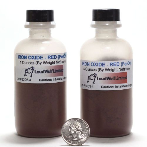 Red iron oxide 8 ounces 1/2 pound+  pigment fine powder fe2o3  2xplastic bottles for sale