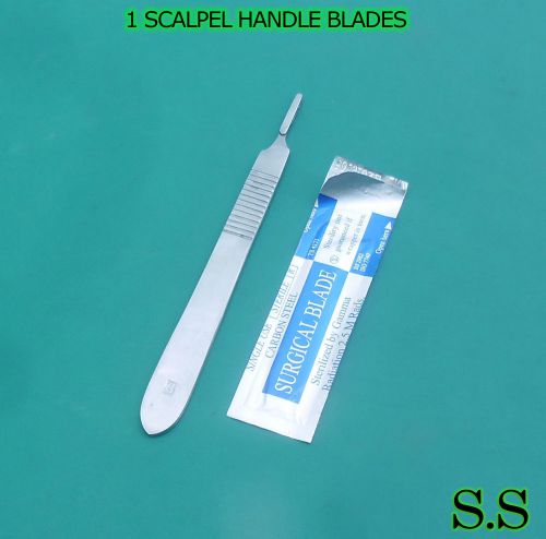 1 STAINLESS STEEL SCALPEL KNIFE HANDLE #3 + 5 pcs STERILE SURGICAL BLADES #15