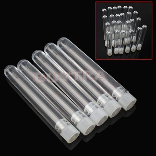 Diaphanous 10Pcs 12x100 mm Clear Plastic Test Tubes With Clear Caps New NEW USHF