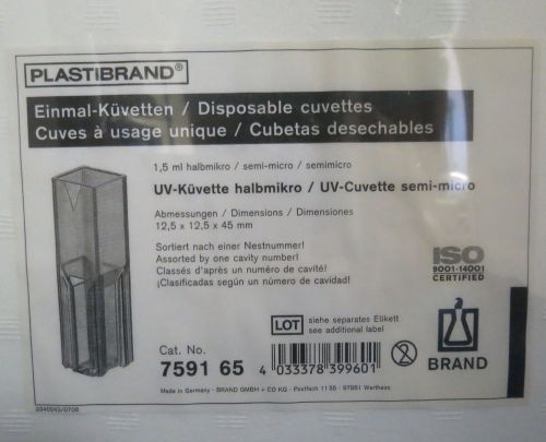 Brandtech Spectrophotometry Disposable UV Cuvettes Semi-micro # 759165 Pk/100