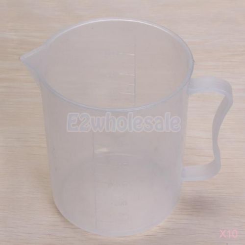 10x 500ml transparent plastic laboratory measuring graduated beaker cup w handle for sale