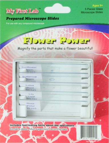 Prepared slides, set &#034;flower power&#034;. 5 slides of parts from various flowers. for sale