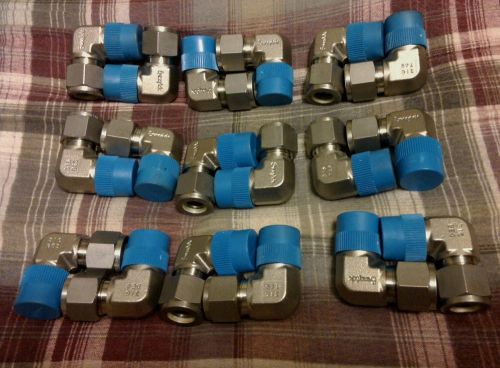 18 New Swagelok 1/2&#034; tube x 1/2&#034;  90&#039;s Elbow Fittings Stainless Steel Free Ship