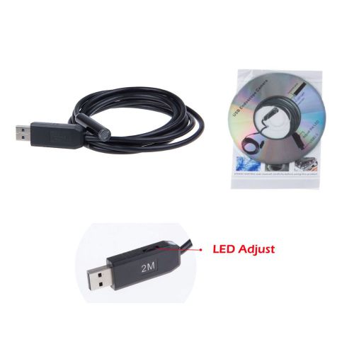 2M Cable Waterproof USB Borescope Endoscope 4 LED Inspection Tube Detection ESD