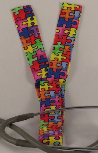 HANDMADE STETHOSCOPE COVER Autism Puzzle Piece Pattern Vivid RAINBOW COLORS