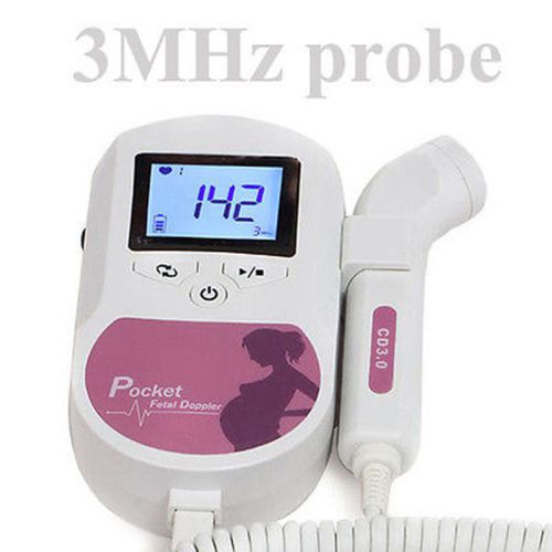 Ce fda lcd prenatal pocket fetal doppler,baby heart beat monitor with 3mhz probe for sale