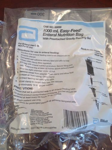 50 Ct 1000 mL Easy Feed Enteral Nutrition Bag with Preattached Gravity Feeding