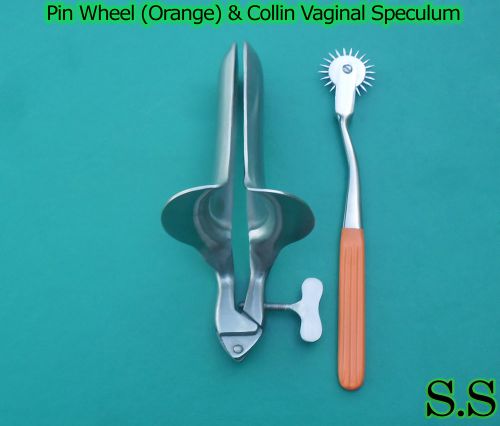 Wartenberg Pin Wheel (Orange) Color &amp; Collin Vaginal Speculum Large