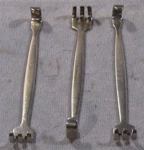 Lot Of 3 Stainless Steel Double Ended 3 Prong Retractor