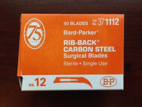 BD Bard-Parker #12 Surgical Blades Carbon Steel 50/bx #371112 Sterile Aspen