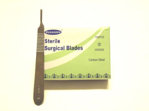100 PCS #10 STERILE SURGICAL  BLADES CARBON STEEL WITH SCALPEL HANDLE #3 NEW