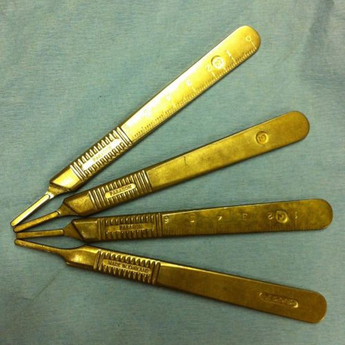 Lot Of 4 PARAGON Surgical Knife Handles #3 England Various Styles From Bulk Lot