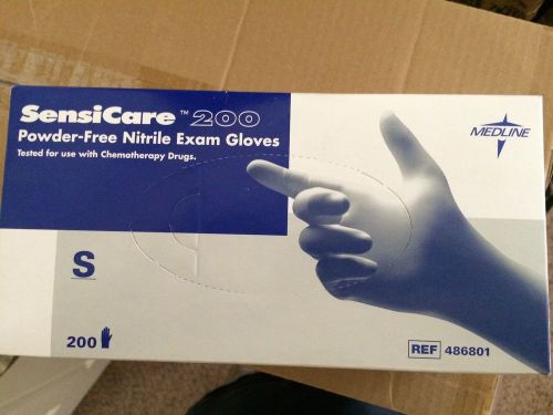 Medline Sensi Care 200 Powder-Free Nitrile Exam Gloves Blue 200/5 Boxes small