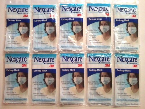 Lot of 30 Masks- Nexcare 3M Lightweight Earloop Disposable Face Mask- 10 Packs