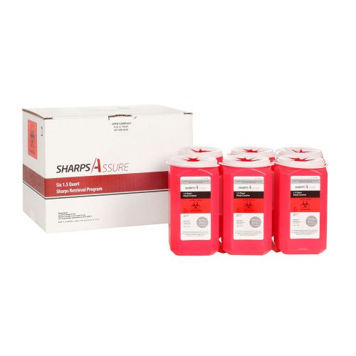 6 pack of 1.5 quart sharps mail-back system each for sale
