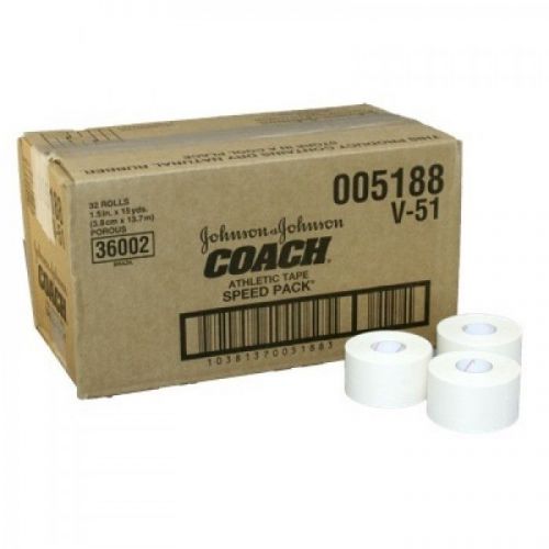J&amp;j coach 1.5&#034; x15yd athletic tape johnson &amp; johnson sports tape (case/32 rolls) for sale