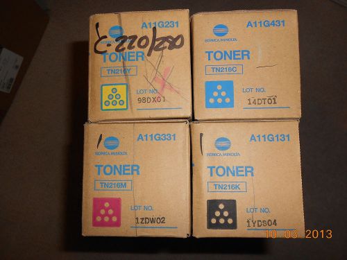 Lot of 4 Genuine Konica Minolta TN216C TN216M TN216Y TN216K for Bizhub C220 C280