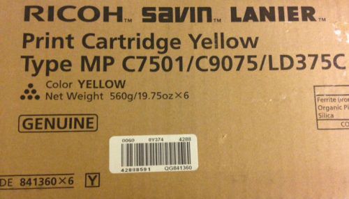 Ricoh Toner Cartidge Yellow MP C7501/C9075/LD375C