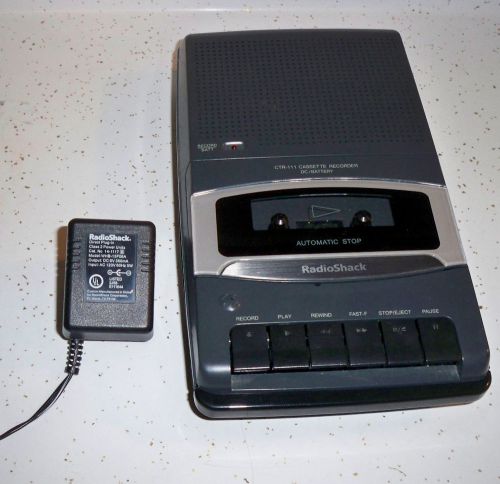 RADIO SHACK CTR-111 Portable Cassette Tape Recorder With AC Power Adapter