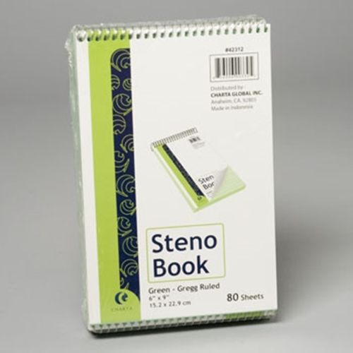 STENO BOOK 6 X 9 80 SHEET GREEN SPIRAL BOUND, Case of 72