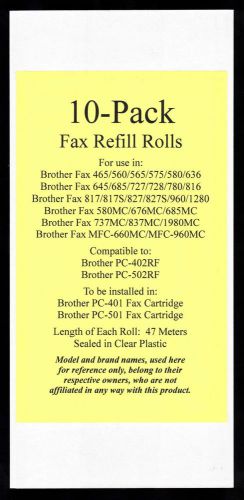 10-pack of PC-402RF Fax Film Refill Rolls for Brother Fax MFC-660MC &amp; MFC-960MC