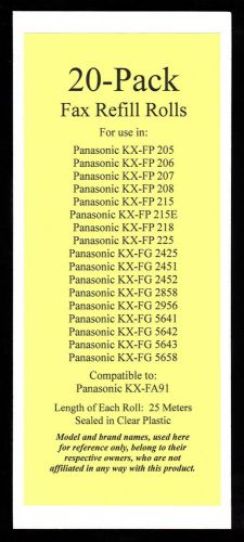 20 New KX-FA91 Fax Film Refill Rolls for Panasonic KX-FG2425 KX-FG2451 KX-FG2452