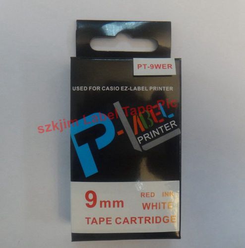 Compatible casio xr-9wer red on white 9mm 8m label tape kl8100 kl8200 xr-9wer1 for sale