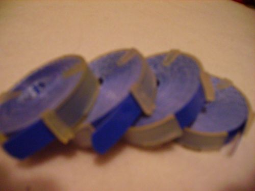 Lot of 4 dennison blue 3/8&#034; x 144&#034; embossing label tapes fit most brands for sale