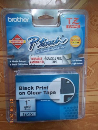 Brother Labeler Tape Cassette TZ-151 Black-on-Clear 1&#034; Laminated, 26.2 Feet