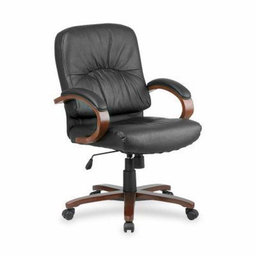 Lorell Managerial Mid-Back Chair,26-1/2&#034;x28-3/4&#034;x42-1/4&#034;,CY/BK Lthr (LLR60336)