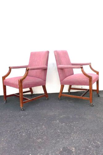 Vintage Hollywood Regency  Mauve Office Chairs with Wheels Casters Set of 2