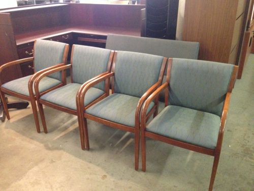LOT OF 4 GUEST/SIDE CHAIRS by BERNHARDT w/ CHERRY WOOD ARMS &amp; LEGS
