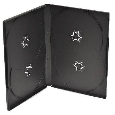 10 BLACK STORAGE CASE - EACH CASE HOLDS 4 DVD/CD with FULL CLEAR COVER - USED