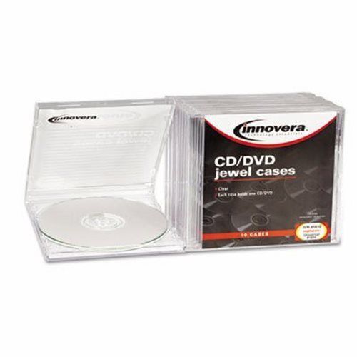 Innovera CD/DVD Standard Jewel Case, Clear, 10/Pack (IVR81810)