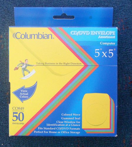 50 CD/DVD envelope colored assortment of 50 Columbian NEW in box