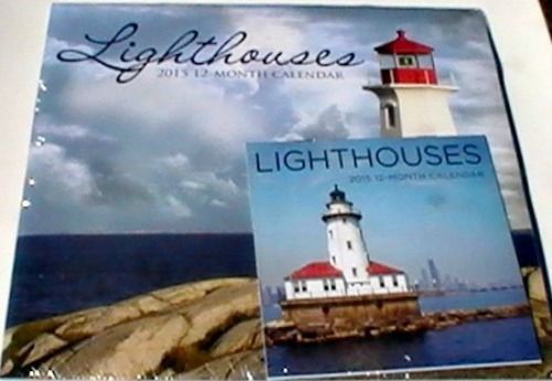 2015 12 Month Wall Calendar ~ LIGHTHOUSES BONUS Smaller LIGHTHOUSES by SEA  NEW!