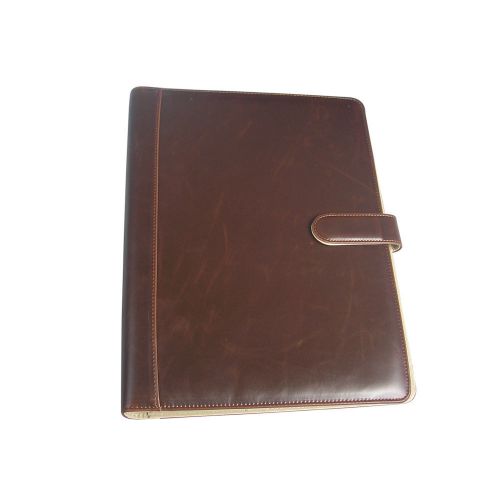 A4 Leather Ring Binder Files Folder Documents Calculator Travel Padfolios Brown