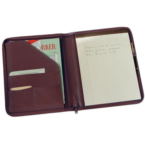 Royce leather zip around writing padfolio - burgundy for sale