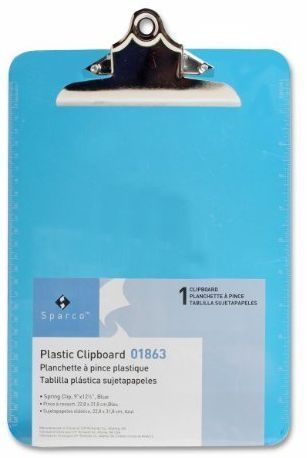 Transparent Plastic Clipboard 9 X 12 1/2 Inches Blue Functional Way Spr01863