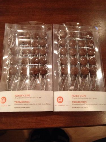 Lot Of (2)Packs M By Staples Paper Clips-40 Brown jumbo Vinyl Coated Paper Clips