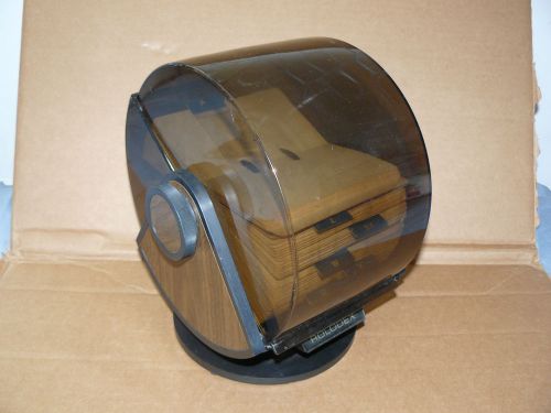 Large vintage ROLODEX SW-35C full of blank cards - woodgrain and tinted plastic