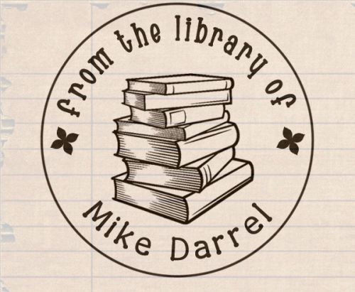 custom name from the library of book teacher round rubber self inking stamp 1.5&#034;