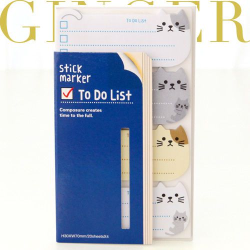 Kitty Cat To Do List Stick Post It Bookmark Mark Memo Flag Index Sticky Notes