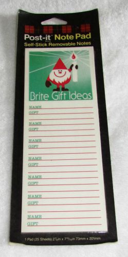 NEW! 1985 CHRISTMAS BRITE GIFT IDEAS POST-IT NOTE PAD 3M 25 SHEETS 2-7/8&#034; X 8&#034;