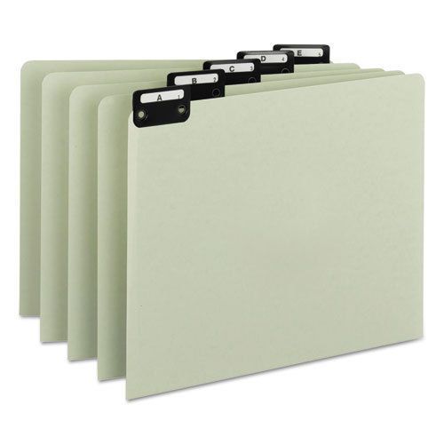 Green Recycled Top Tab Guides, Alpha, 1/5 Tab, Pressboard, Letter, 25/Set