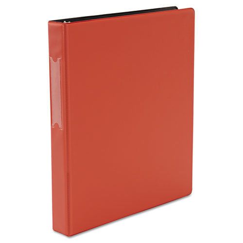 Suede Finish Vinyl Round Ring Binder With Label Holder, 1&#034; Capacity, Red