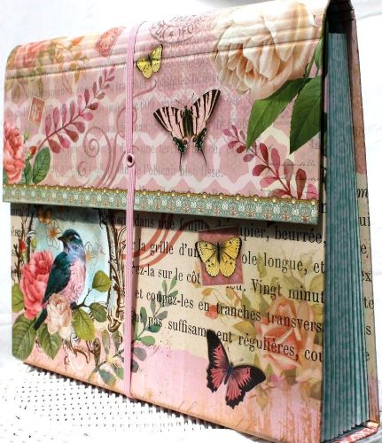 Punch studio expanding accordion file holder - flora bird + bonus stickers for sale