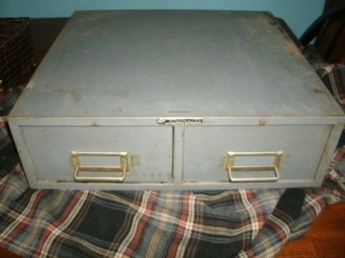 Vintage Gray Metal File Cabinet 2 Drawer Crafting Home Decor Office Industrial